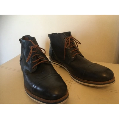 Pre-owned Armani Jeans Blue Leather Boots