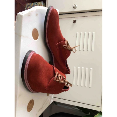 Pre-owned Acne Studios Red Suede Lace Ups