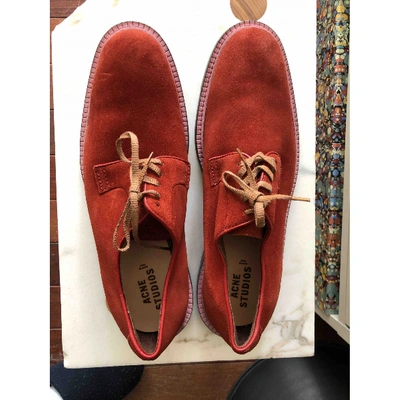 Pre-owned Acne Studios Red Suede Lace Ups