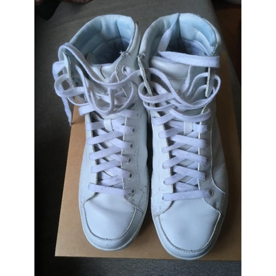 Pre-owned Polo Ralph Lauren Leather High Trainers In White