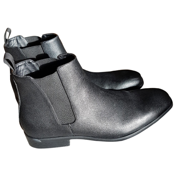 calvin klein black leather boots