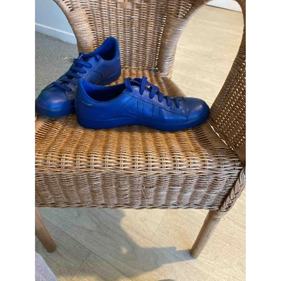 Pre-owned Armani Jeans Leather Low Trainers In Blue