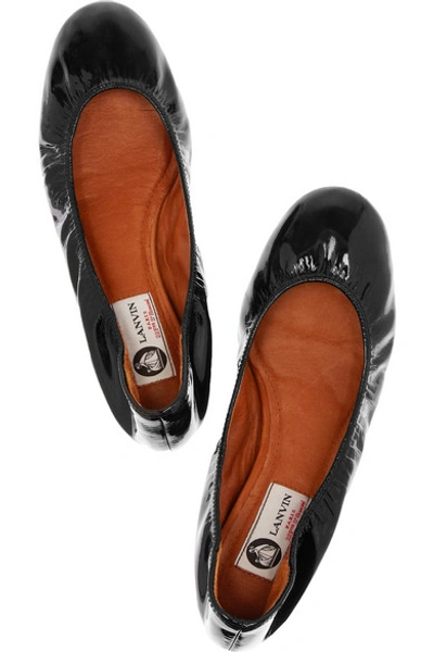 Shop Lanvin Patent-leather Ballet Flats In Black
