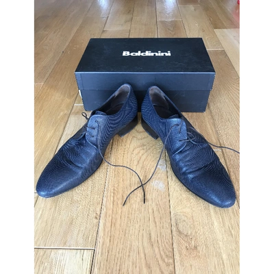 Pre-owned Baldinini Navy Leather Lace Ups
