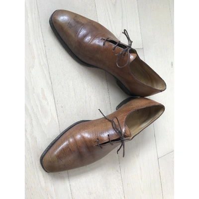 Pre-owned Berluti Camel Alligator Lace Ups