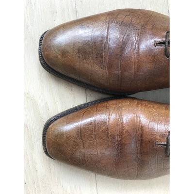 Pre-owned Berluti Camel Alligator Lace Ups