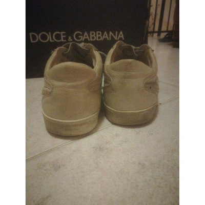 Pre-owned Dolce & Gabbana Leather Low Trainers In Grey