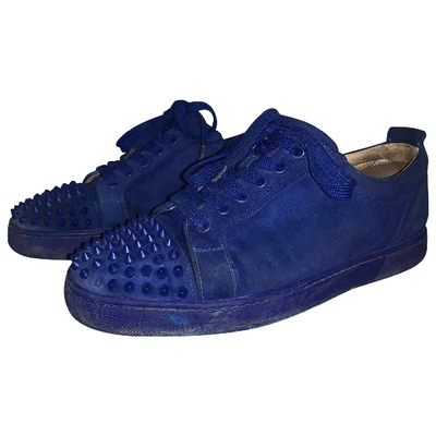 Pre-owned Christian Louboutin Louis Blue Suede Trainers