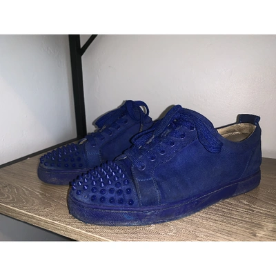 Pre-owned Christian Louboutin Louis Blue Suede Trainers