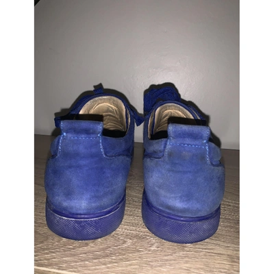 Pre-owned Christian Louboutin Louis Blue Suede Trainers