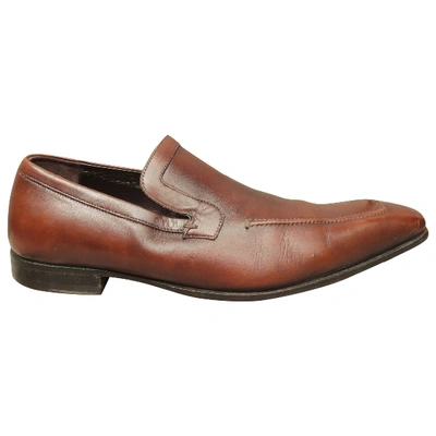 Pre-owned Gucci Leather Flats In Brown