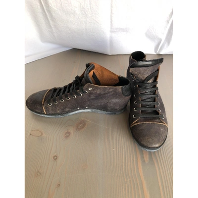 Pre-owned Dior Leather High Trainers In Brown