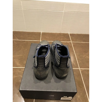 Pre-owned Raf Simons Leather High Trainers In Blue