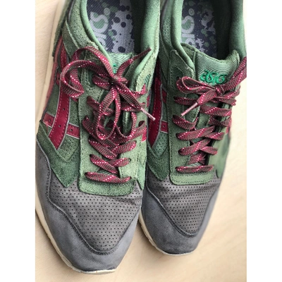Pre-owned Asics Cloth Low Trainers In Green