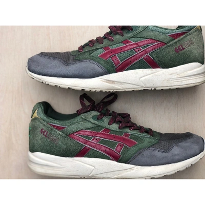 Pre-owned Asics Cloth Low Trainers In Green