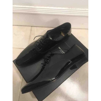 Pre-owned Saint Laurent Patent Leather Lace Ups In Black
