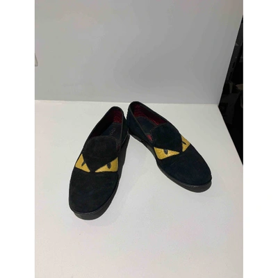 Pre-owned Fendi Black Suede Flats