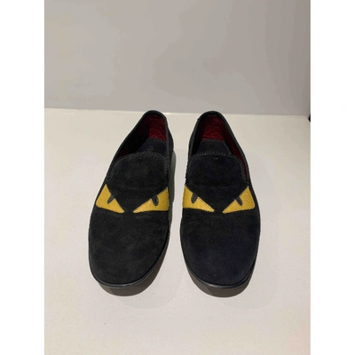 Pre-owned Fendi Black Suede Flats