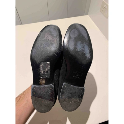 Pre-owned Fendi Black Suede Flats