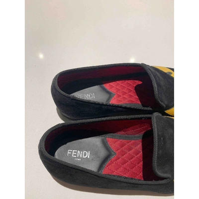 Pre-owned Fendi Black Suede Flats