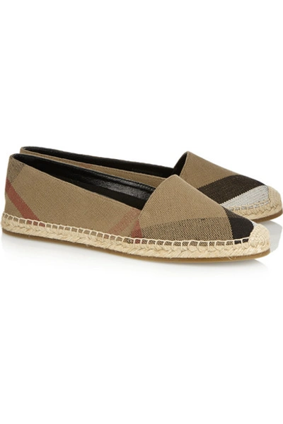 Shop Burberry Checked Canvas Espadrilles In Beige