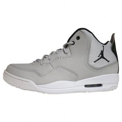 Pre-owned Jordan Leather High Trainers In Grey
