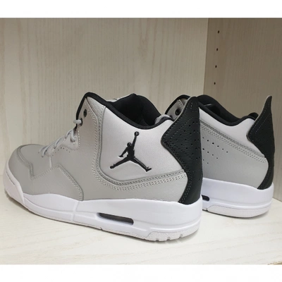 Pre-owned Jordan Leather High Trainers In Grey