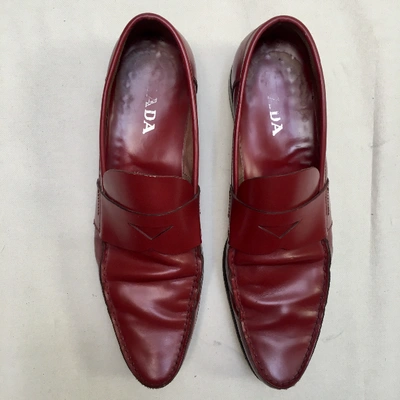 Pre-owned Prada Leather Flats In Red