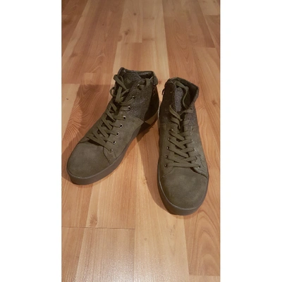 Pre-owned Alberto Guardiani High Trainers In Khaki