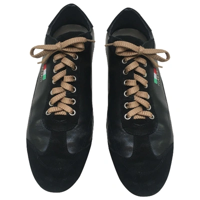 Pre-owned Dolce & Gabbana Leather Low Trainers In Black