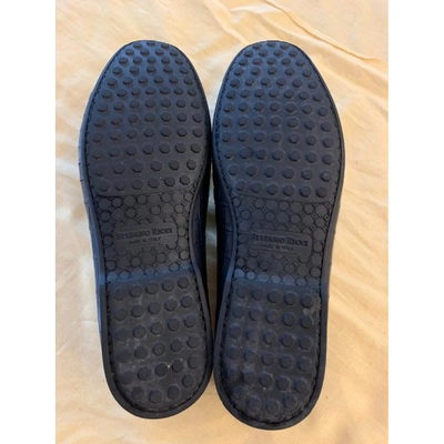 Pre-owned Stefano Ricci Navy Crocodile Flats