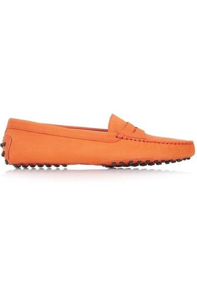 Shop Tod's Gommino Suede Loafers In Orange