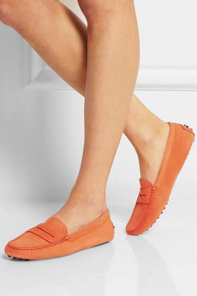 Shop Tod's Gommino Suede Loafers In Orange