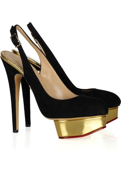 Shop Charlotte Olympia The Dolly Suede Pumps In Black