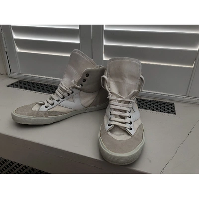 Pre-owned Saint Laurent Cloth High Trainers In Ecru