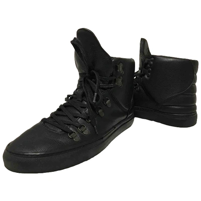 Pre-owned Filling Pieces Leather High Trainers In Black