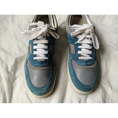 Pre-owned Ferragamo Blue Leather Trainers