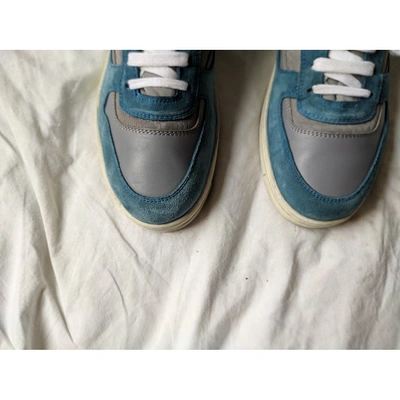 Pre-owned Ferragamo Blue Leather Trainers