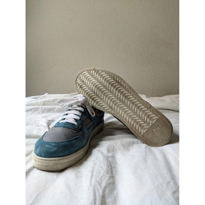 Pre-owned Ferragamo Blue Leather Trainers