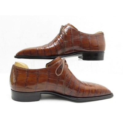 Pre-owned Corthay Brown Crocodile Lace Ups