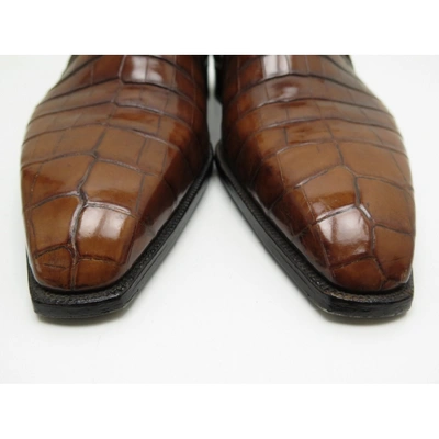 Pre-owned Corthay Brown Crocodile Lace Ups