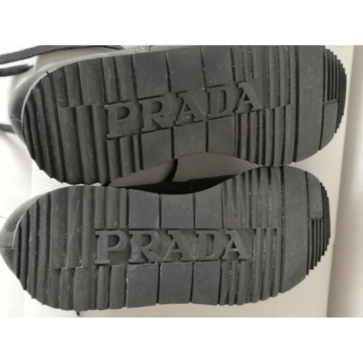 Pre-owned Prada Leather Lace Ups In Green