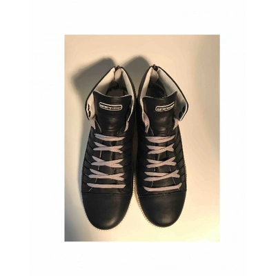 Pre-owned Emporio Armani Leather High Trainers In Blue