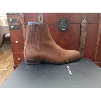 Pre-owned Saint Laurent Brown Suede Boots