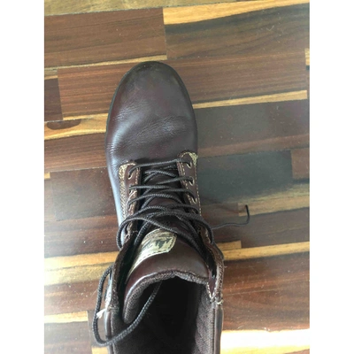 Pre-owned Timberland Burgundy Leather Boots