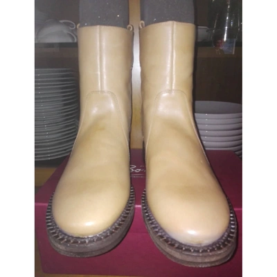 Pre-owned Dior Leather Boots In Beige