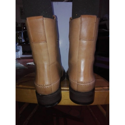 Pre-owned Dior Leather Boots In Beige