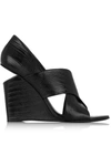 ALEXANDER WANG Ida Lizard-Effect Patent-Leather Wedge Sandals