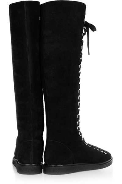 Shop Alexander Wang Emanuel Suede Knee Boots In Black