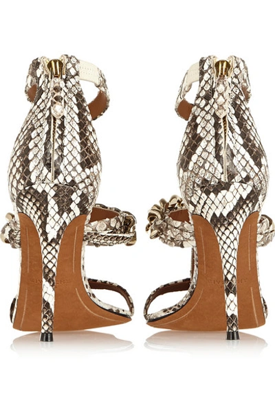 Shop Givenchy Python Sandals With Gold Chain In Gray